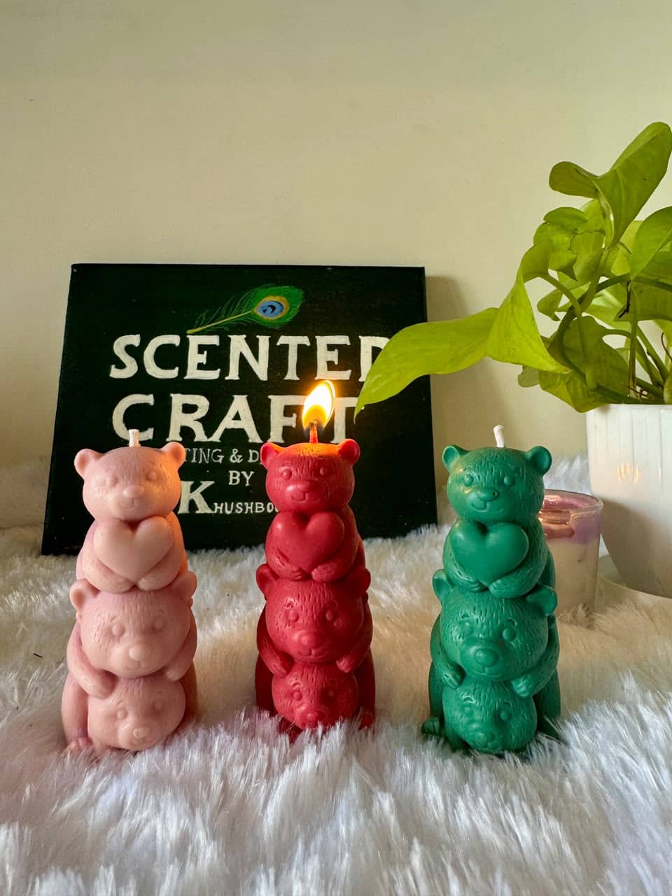 Stacked Teddy Candle